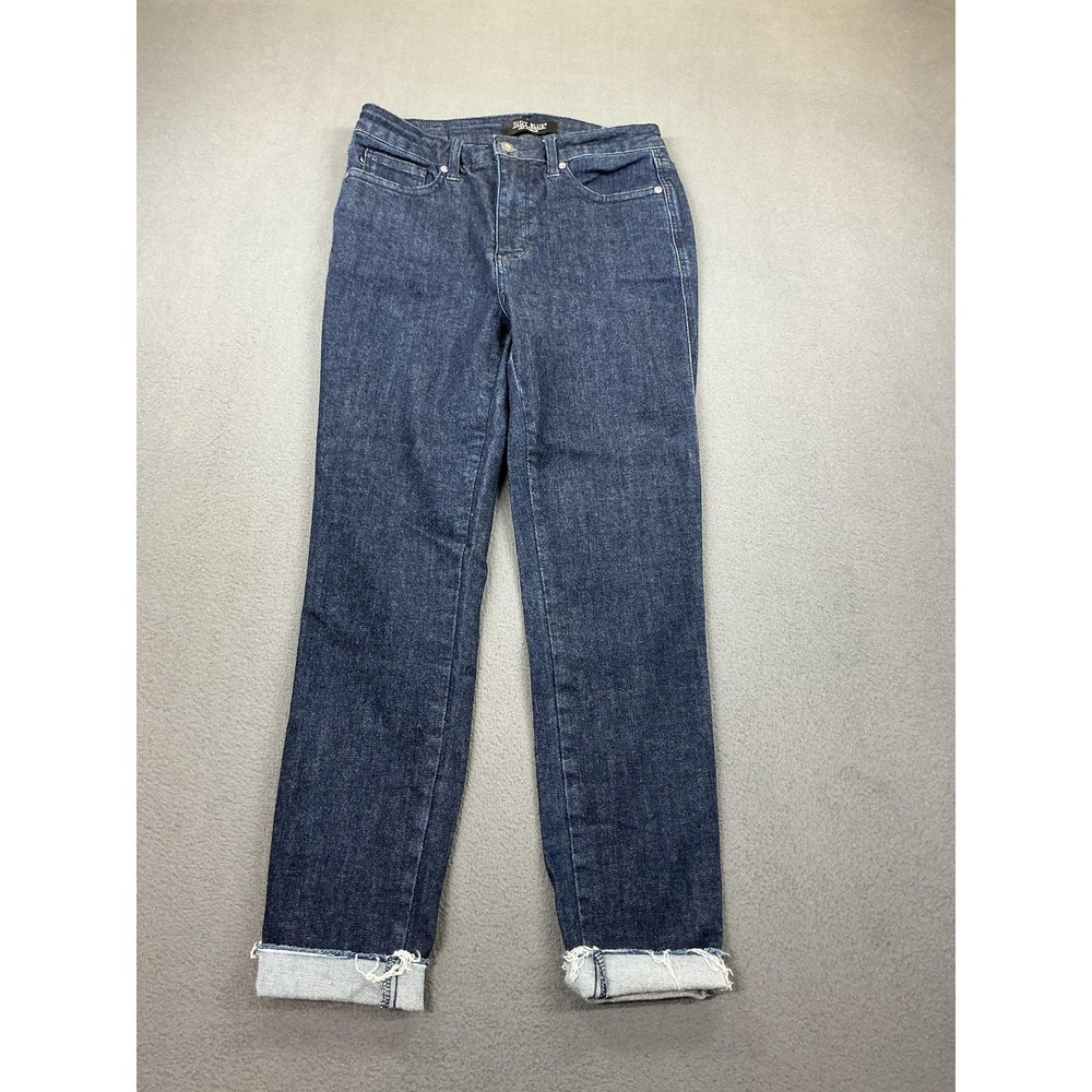 Judy‎ Blue Jeans Womens 9/29 Dark Wash Skinny Cuffed Raw Hem Stretch Denim